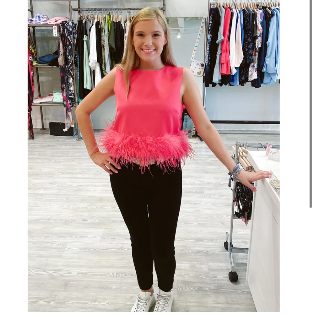 LA'ROS Hot Rose Feather Top, medium, pink